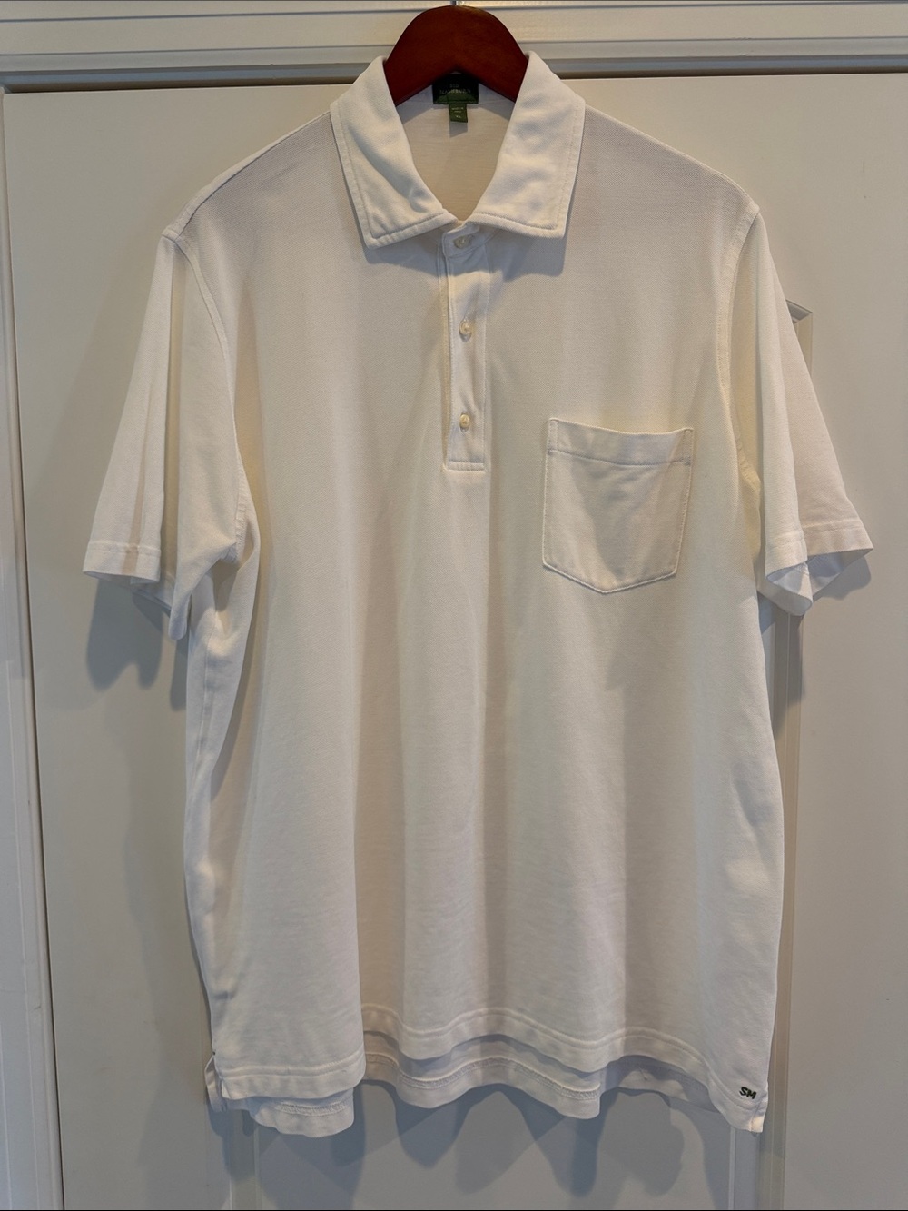 Sid Mashburn White Short-Sleeve Polo with Chest Pocket